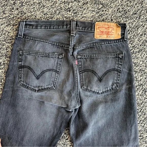 Levi's Original 501  Black Straight Button-fly Jeans 34 x 32 - Picture 7 of 7